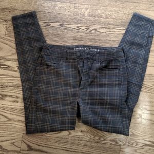 American Eagle super hi-rise plaid jeggings